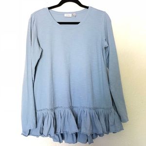 ✅Lori Goldstein peplum loose long sleeve top (C5)